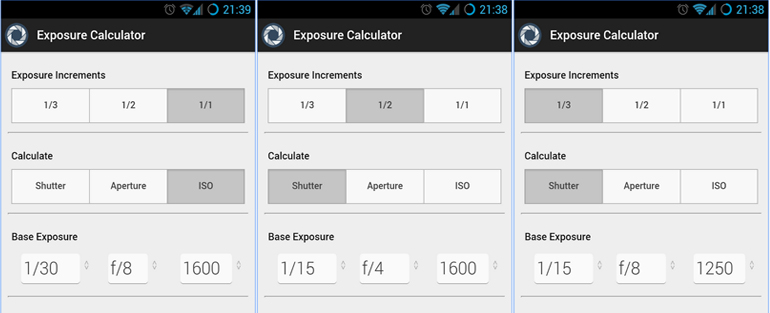 Exposure calculator